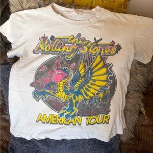 MadeWorn women boyfriend Rolling Stones American Tour Tee - White, Yellow, Blue